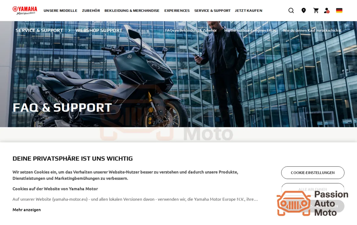 Capture : Webshop Support - Yamaha Motor